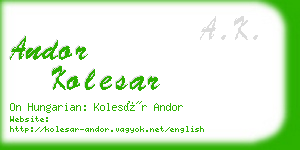 andor kolesar business card